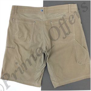 Kuhl Mens Shorts Size 38 Beige Cargo Zip Pockets Cotton Nylon Stretch 11" Inseam